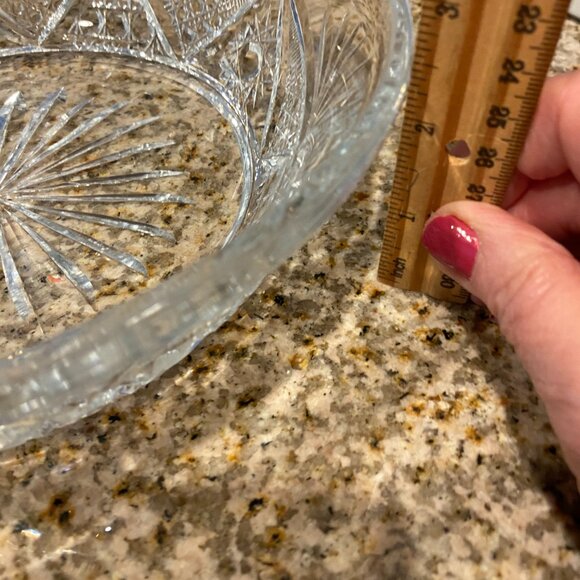 Vintage Bohemian Cut to Clear Crystal Bowl. Round. Made in Czechia in 1950s EUC - Picture 7 of 13